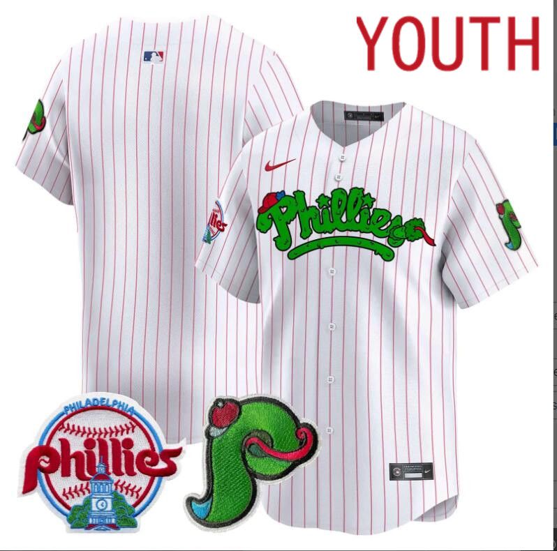 Youth Philadelphia Phillies blank white with red strips Limited 2024 MLB Nike jersey